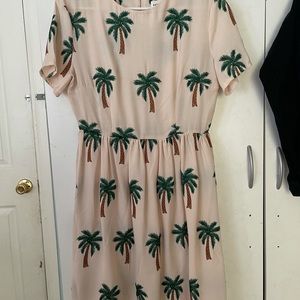 Beige dress with palm trees